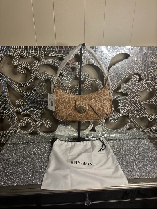 💕Brahmin Kyrie Timeless Taupe Bayem Leather Shoulder Bag
